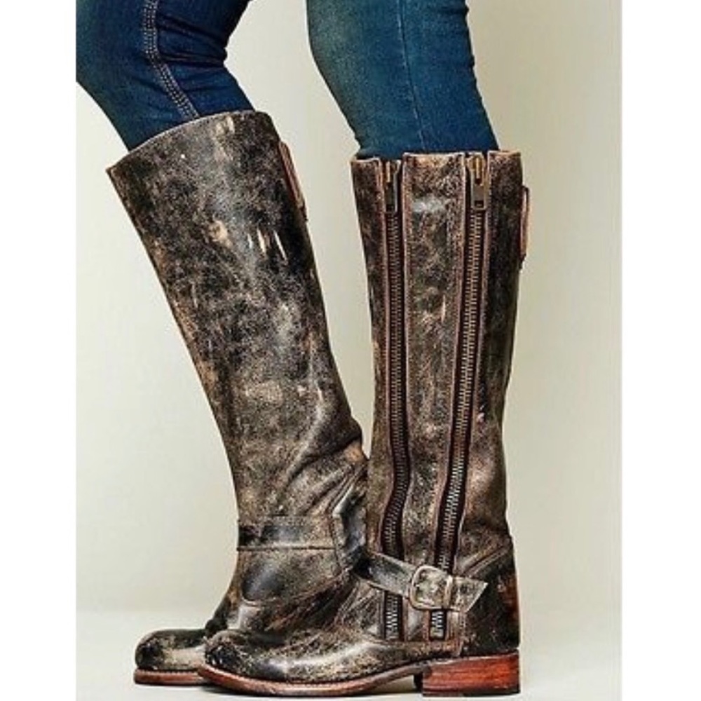BedStu Tango lux zip boots tall 8 brown
